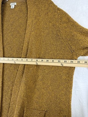 LL Bean Cardigan Sweater 2X Womens Gold Long Sleeve 100% Cotton Pocket Plus Size
