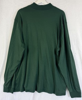 LL Bean Mock Neck Shirt Mens XL Reg Traditional Fit Long Sleeve Green Knit Pima
