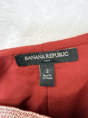 Banana Republic Pencil Skirt 2 100% Cotton Short Red Womens