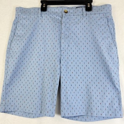 Vineyard Vines Breaker Shorts 36 Blue Nautical Buoy Print Mens 9” Flat Front