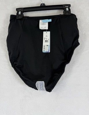 Beach Betty by Miracle Brand Shirred High Waist Black Bikini Swim Bottom Small