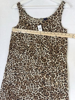 Gap Denim Mini Dress XS UltraSoft Leopard Print Sleeveless A Line Women New