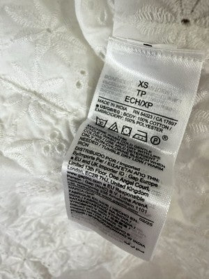 Gap X Doen Shirt XS Men Eyelet Button Up Short Sleeve Boho Off White New NWT