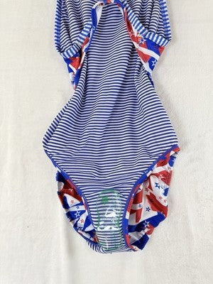 Dolfin Uglies 38 One Piece Swimsuit Red White Blue Womens USA New