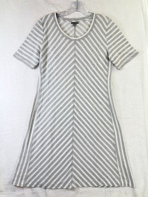 T By Talbots Dress Medium Petite Short Sleeve Gray French Terry A Line Women MP