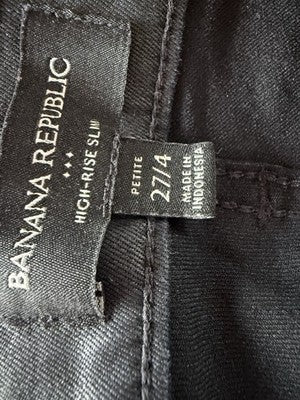 Banana Republic Coated Jeans Black 27 4 Petite Womens Slim High Rise Denim