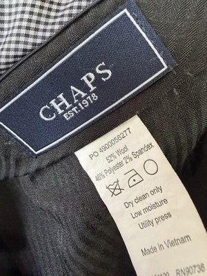 Chaps Dress Pants 36x30 Men Gray Wool Blend Flat Front Straight Leg