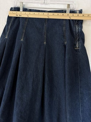 Pilcro Anthropologie Denim Midi Skirt Pleated 14 Womens Dark Blue