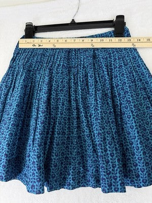 Little Marc Jacobs Skirt 12 Girls Blue Floral Cotton Silk Pleated