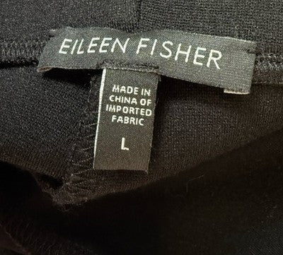 Eileen Fisher Flex Ponte Pants Large Black Knit Pull On Womens
