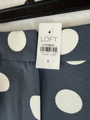 Ann Taylor Loft Wide Leg Crop Pants 8 Blue Polka Dot New NWT