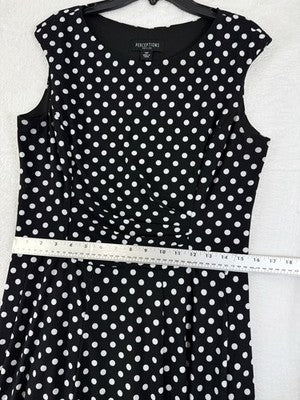Polka Dot Dress 10 Petite Sleeveless Fit Flare Perceptions Womens 10P