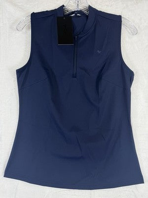 Bad Birdie Polo Womens Small Golf Sleeveless Navy Blue New NWT