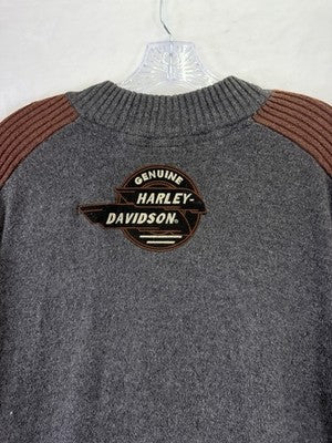 Harley Davidson Sweater Mens XL Gray Logo Wool Blend *FlawRead