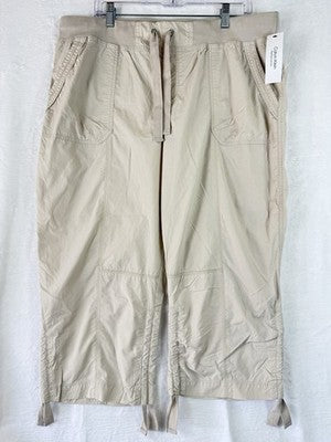 Calvin Klein Performance Capri Pants XL Cargo Pull On Lightweight Tan New