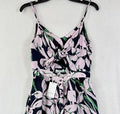 Frnch Dress Medium Sleeveless Pink Floral Fit Flare Keyhole Tie Front New NWT