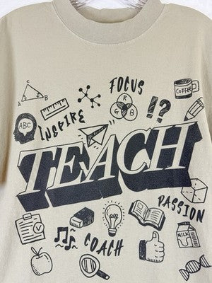 Shaka Wear T Shirt Medium Teacher Teaching Short Sleeve Tee Beige