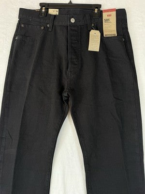 Levis 501 Jeans Mens Button Fly 34x30 Black Original New NWT