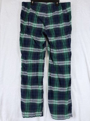 J Crew Flannel Pajama Pants Medium Mens Green Blue Plaid 100% Cotton PJ