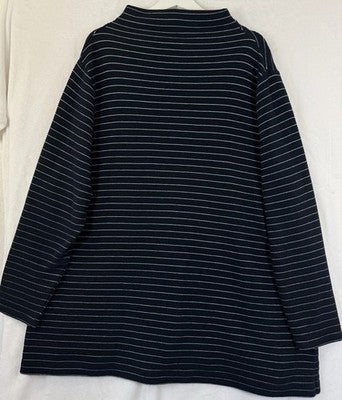 J Jill 3X Top Plus Size Navy Blue Striped Long Sleeve Knit