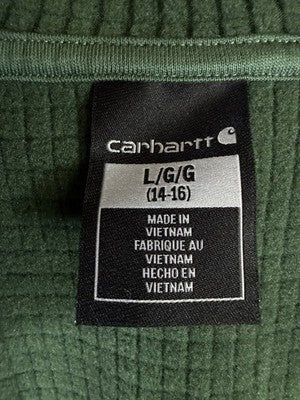 Carhartt Boys Jacket Large Green Hooded Pockets Force Full Zip Kids New NWT