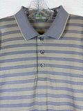 Descente Mens Golf Polo XL Double Mercerized Egyptian Cotton Shirt Gray Striped