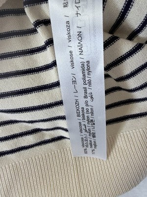 Zara Sweater Womens Large Ivory Black Striped Long Sleeve Lightweight New NWT