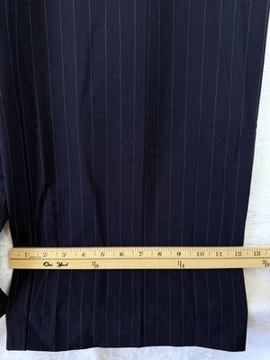 Liz Claiborne Margot Wide Leg Pants 12 Trousers Navy Blue Pinstripe New NWT