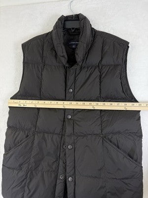 Lands End Puffer Vest Mens Small Black Down Snap Front Pockets