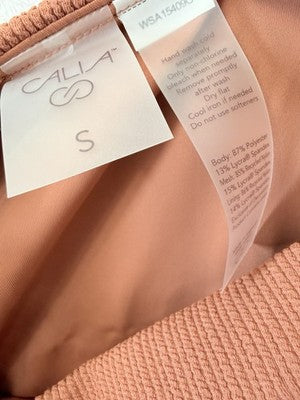 Calia Swim Bottom Small High Rise Bikini Tipped Terracotta Swimwear New NWT