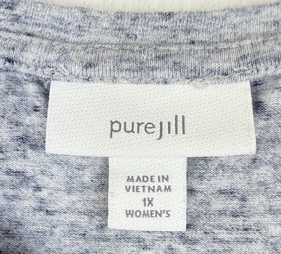 J Jill 1X Tunic Top Pure Jill Heather Blue Gray Knit Short Sleeve Womens Pima