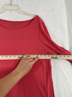 Talbots Large Tops Pima Cotton 3/4 Sleeve Red Womens Knit Textured Top