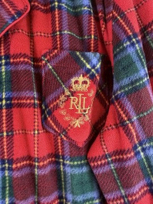 Lauren Ralph Lauren XL Pajamas Fleece Red Blue Tartan Plaid Pajama Set Women
