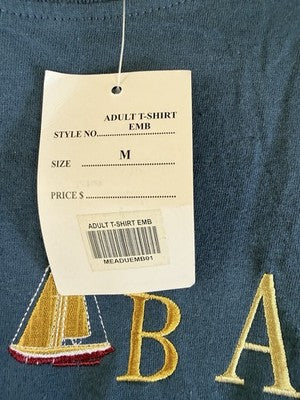I Love Aruba T Shirt Medium Blue Embroidered Womens Short Sleeve Top Tourist New