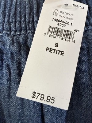 Gap Cotton Gauze Easy Barrel Pants Small Petite Womens Blue Pull On Summer New