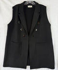 La Vila Milano XL Sleeveless Vest Blazer Black Double Breasted Pockets Women