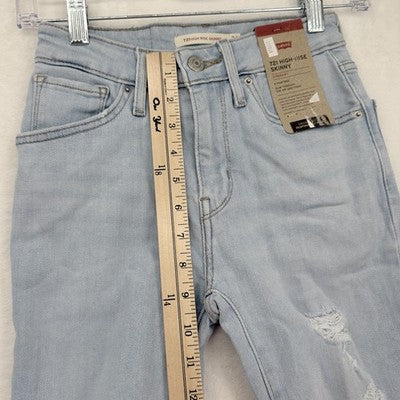 Levis 721 High Rise Skinny 24 24x30 00 Womens Light Blue High Rise New NWT