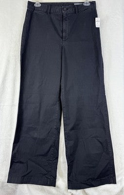 Gap High Rise Stride Khakis Pants 14 Tall Womens Black New NWT Straight Leg 14T