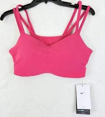 Nike Zenvy Strappy Sports Bra Large Womens Pink Top Light Support Padded New