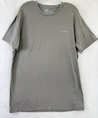 Columbia T Shirt Men XL Gray Striped Crew Neck Short Sleeve