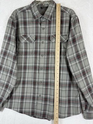 Eddie Bauer Shirt Mens Large Long Sleeve Gray Plaid Button Up