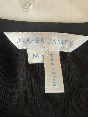 Draper James Dress Medium Shift Black Long Sleeve Shift Flounce Womens New NWT