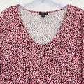 J Jill Wearever Top Medium Tunic 3/4 Sleeve Womens Red Black Pink Print Missy