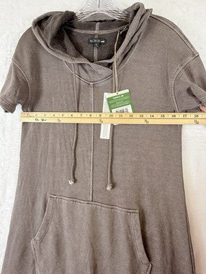 Toad And Co Dress Small Epique Hemp Brown Knit Hooded Short Sleeve New NWT