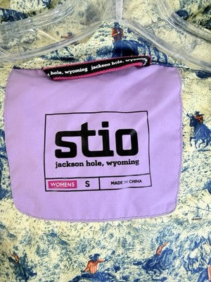 Stio Women Small Woodson Down Vest Puffer Hooded Purple Green Full Zip