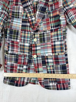 Rowing Blazers Small 36 Mens Indian Madras Plaid Jacket 100% Cotton Embroidered