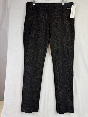 Calvin Klein Ponte Pants Large Gray Pull On Animal Print Womens New NWT