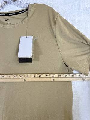 Nike Mens Miler T Shirt Medium Running Tan Beige Short Sleeve Dri Fit New NWT