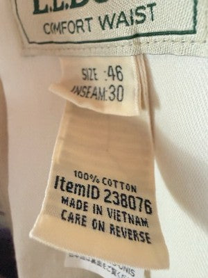 LL Bean Double L Chinos 46x30 Pants Tan Mens Natural Fit Hidden Comfort Pleated
