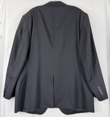 Jos A Bank Blazer 46r 100% Wool Mens Navy Blue Pinstriped Suit Jacket Sport Coat